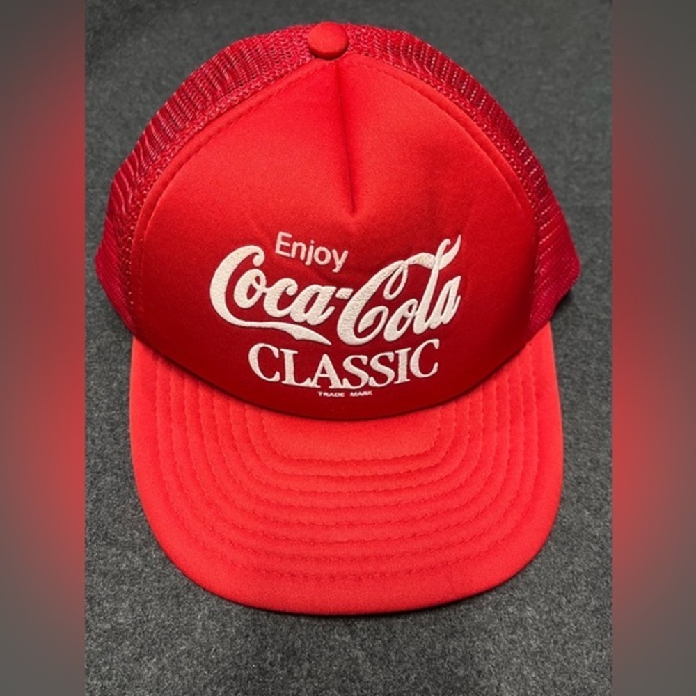 Vintage 80s Coca-Cola Classic Trucker Hat – Retro Red Foam & Mesh Snapback